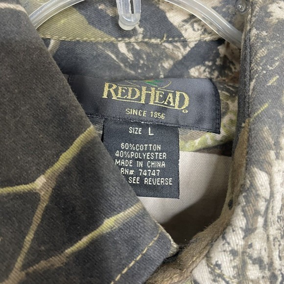 RedHead Mens Sz L Camouflage Long Sleeve Button‎ Up Hunting Shirt bass pro - Picture 5 of 12